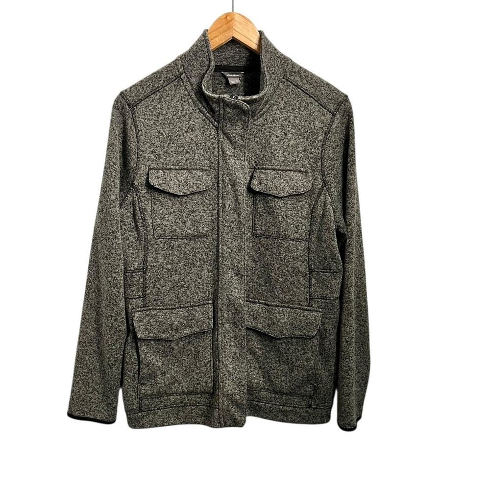 Eddie Bauer Heathered Gray Full Zip Fleece Jacket 4 Front Pockets Women's XL - Picture 12 of 12